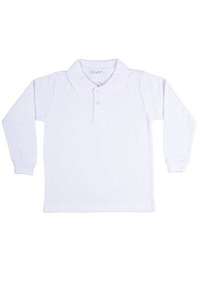 By Cwhr 100% bumbac Lacoste cu mânecă lungă, cu nasturi, decolteu polo alb, tricou pentru copii, hanorac pentru copii cu gât polo