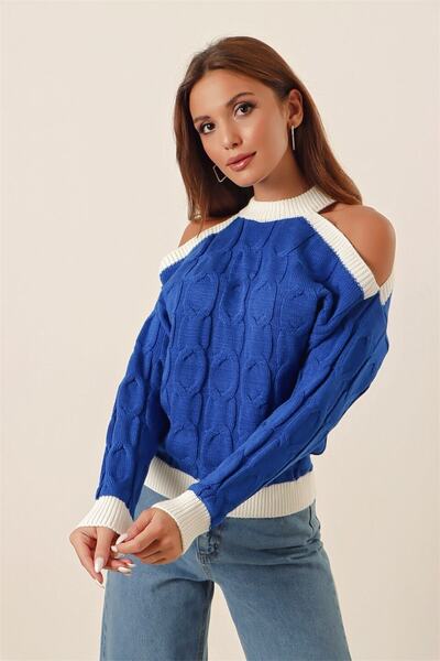 AQE FASHION Pulover decoltat cu umeri, cu detaliu dungi