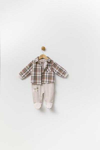 Babydola Kravatlı Erkek Bebek Gömlek Tulum 13887