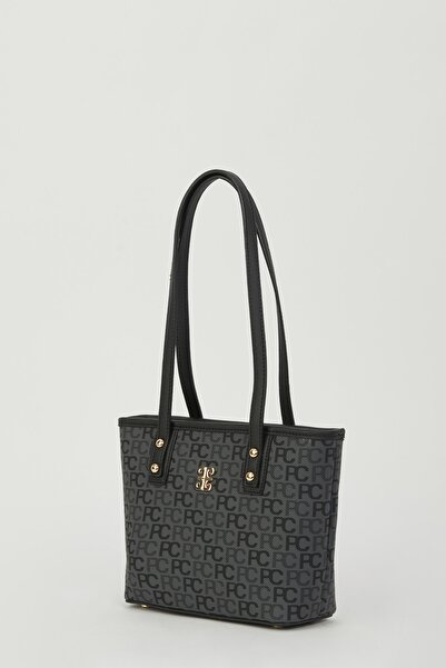 Pierre Cardin Anthrazitfarbene Damen-Umhängetasche mit Tram-Alphabet 05PO23Y1715