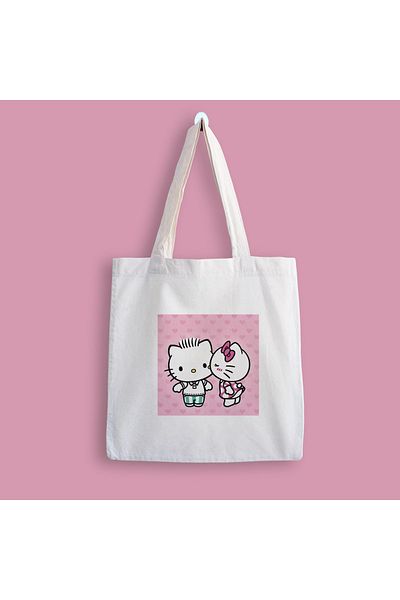 designedfy Geantă din pânză cu imprimeu Hello Kitty