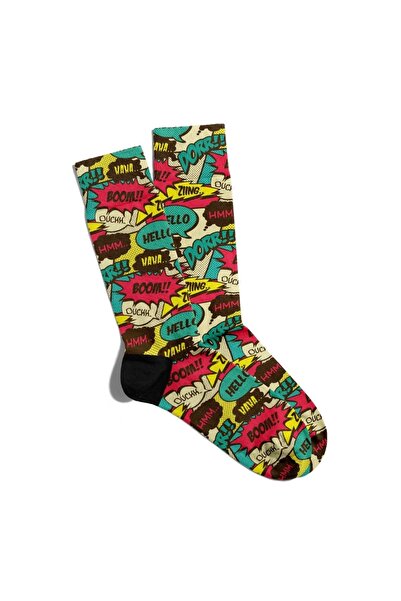 Eğlenceli Çoraplar Fun Socks Unisex Haha Boom Popart Printed Socks Ecsoket233