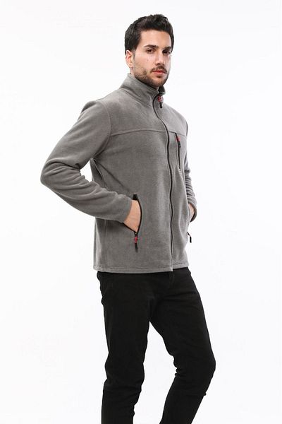 VEGA PORT Μπουφάν Unisex Mid Grey Bato γιακά με φερμουάρ και 3 τσέπες εξωτερικού χώρου
