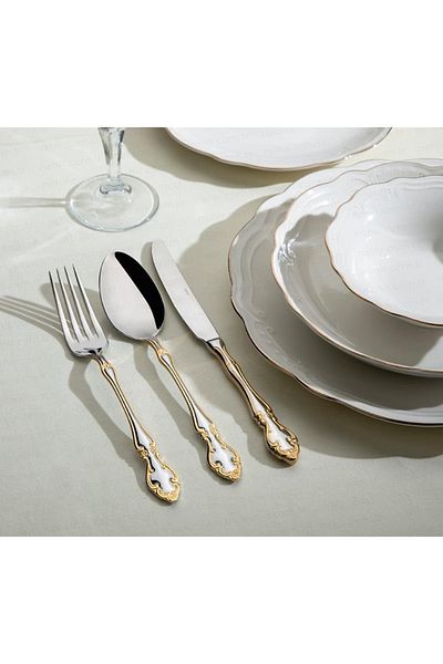 Nehir Fork Spoon Knife Set 89 Pieces Adriana Gold