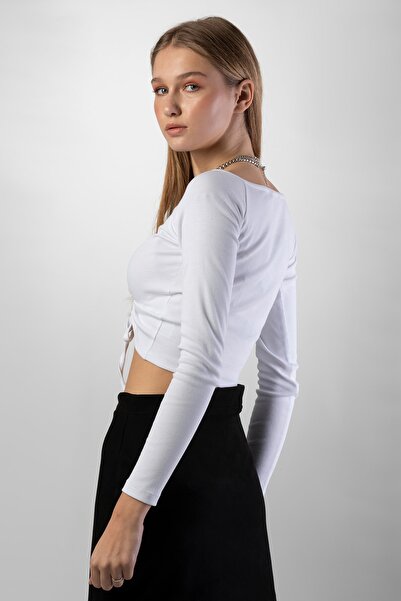 Pattaya Women's Front Gathered Ribbed Crop Blouse Y20w145-sa021