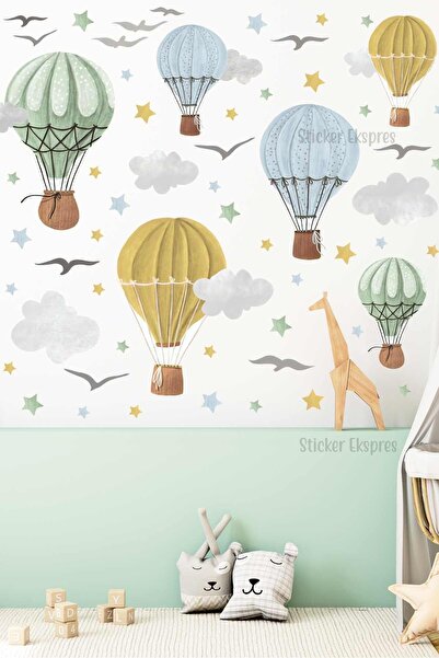 Sticker Ekspres Pastel Balonlar Çocuk Odası Duvar Sticker Seti