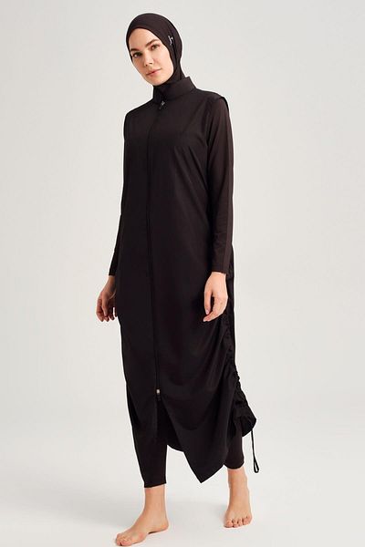 Haşema Σετ μαγιό Hijab Full Length Black Gingham 4 τεμαχίων