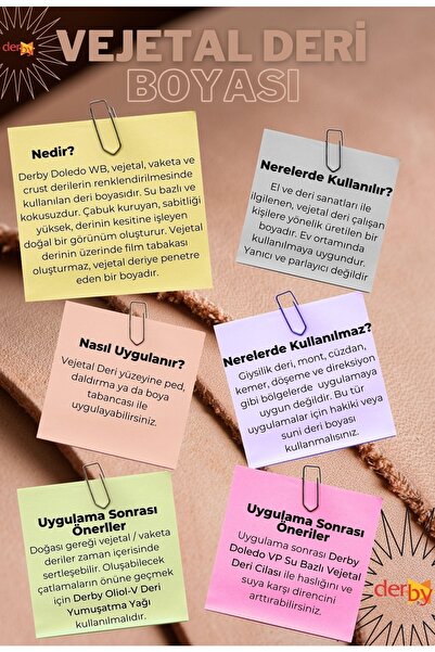 Derby Su Bazlı Vejetal Deri Boyası 100 gr Vejetal Vaketa Boyası Deri Sanatları