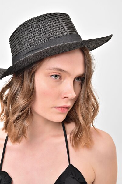 Saria Moda Široki slamnati ženski šešir sa detaljima u vidu trake