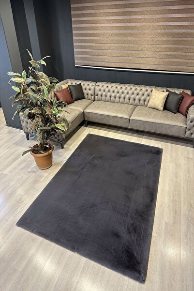AllstarCarpet Tavşan Tüyü Premium Kalite Tüy Dökmez Halı Antrasit
