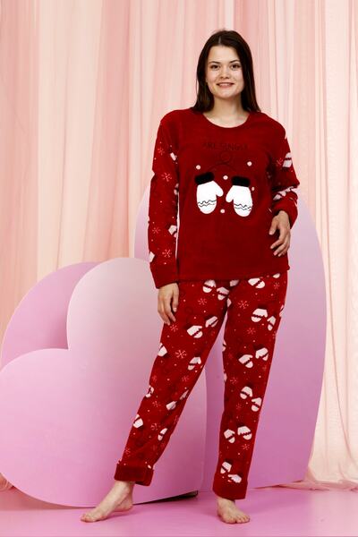 nisaNCa Winter Long Sleeve Plush Fleece Pajama Set Silky Texture