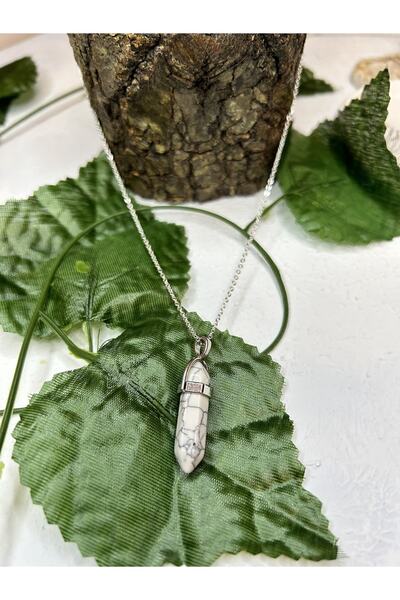 gattstone الأبيض Howlite حجر مسمار قلادة