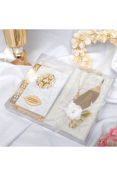 H Hediye Hemen Set cutie din acetat cu decor special pentru Ziua Mamei - Ecru