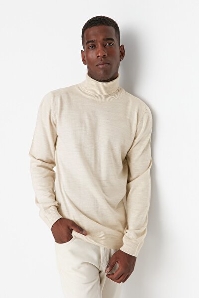 Trendyol Collection Ecru Slim Fit Turtleneck Basic Sweater - TMNAW21KZ0755