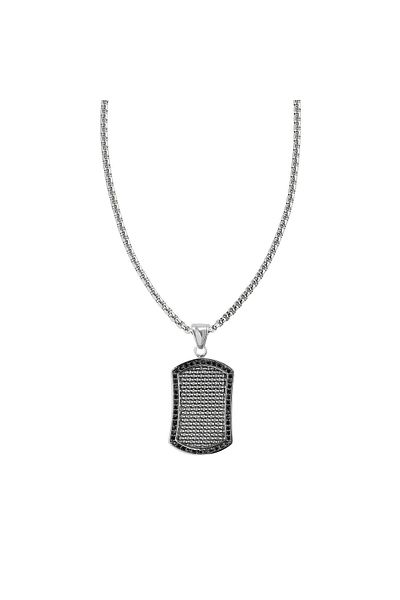 Zippo Stainless Steel Black Crystal Necklace - 60cm Pndnt 2007178
