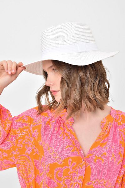 Saria Moda Striped Wide Straw Women's Hat
