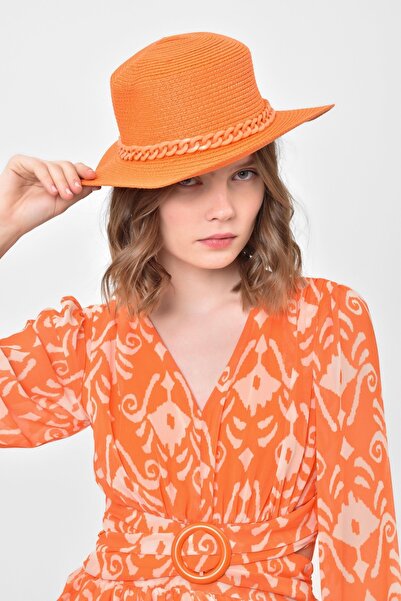 Saria Moda Široki slamnati ženski šešir sa lancem