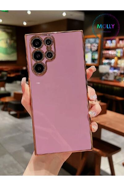 Molly Technology Galaxy S23 Ultra Için Lila Kenarları Gold Detaylı Lüks Silik...