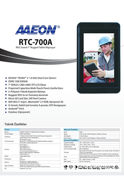 AAEON Rtc 700a 7” Rugged Tablet Pc