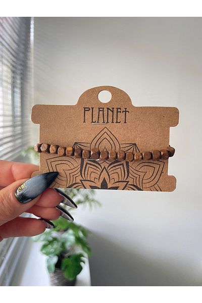 Planet Butik سوار خشبي مربع أصلي للجنسين