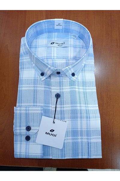 MUGİ Cămașă clasică pentru bărbați Güncüoğlu cu mânecă lungă și buzunare