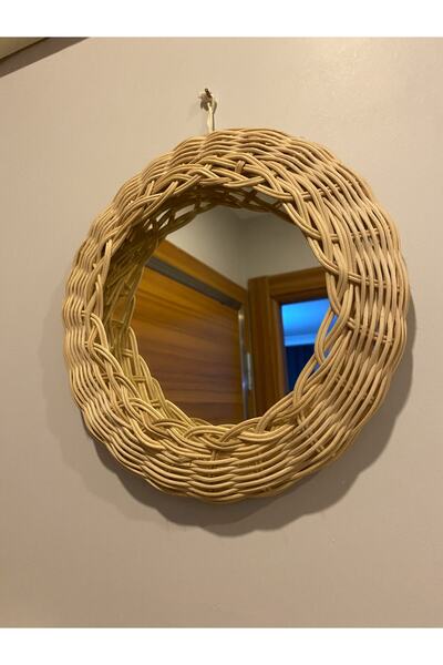 JUST BEST Rattan Bambu Hasır Ayna Örgü Ayna Dekoratif