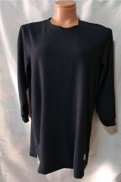 KADO Black Wrap Tunic Slit Long Sleeve Crew Neck Very Stylish Quality Anti-Sweat ( )
