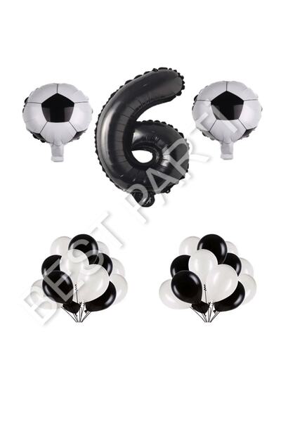 BEST PARTİ DOĞUM GÜNÜ PARTİ SÜSLERİ Football Ball Number Balloon Set Age 6