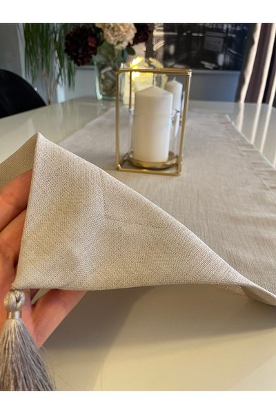 Decamor home Φούντα Μπεζ Λινό Runner