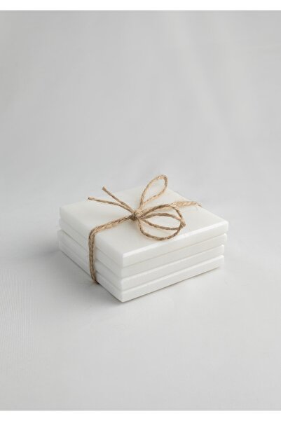 MERALP 4 قواعد أكواب مربعة من الرخام الرقيق الحقيقي