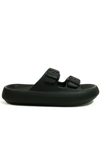 lumberjack Black Buckle Anatomical Comfort Slippers