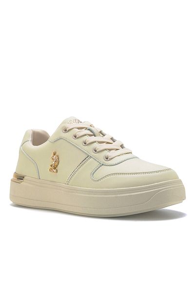 U.S. Polo Assn. Original Femei Ultra Micro Pu Talpă Moale Model Auriu Placare Bej Sneaker Pantofi Sport Pantofi Femei