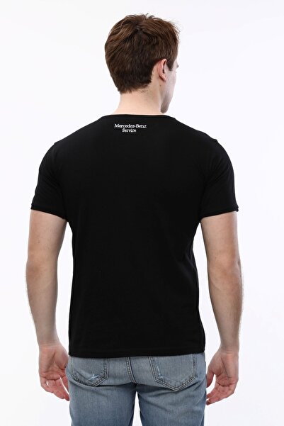 Uniprom Ανδρικό T-shirt Crew Neck Λογότυπο Service Mercedes Benz 100% βαμβακερό μαύρο