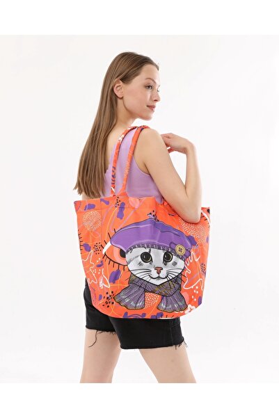 Bolder Daisy Orange Cat Beach Bag