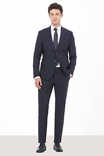 Kip Erkek Desenli Modern Fit Yün Karışımlı Takım Elbise