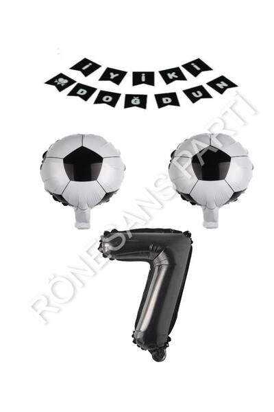 Generic Brand Football Ball Star Number Happy Birthday Banner Balloon Set Age 7