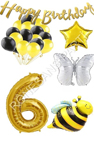 Generic Brand Happy Birthday Banner and Bee Butterfly Character Star Foil Bal...