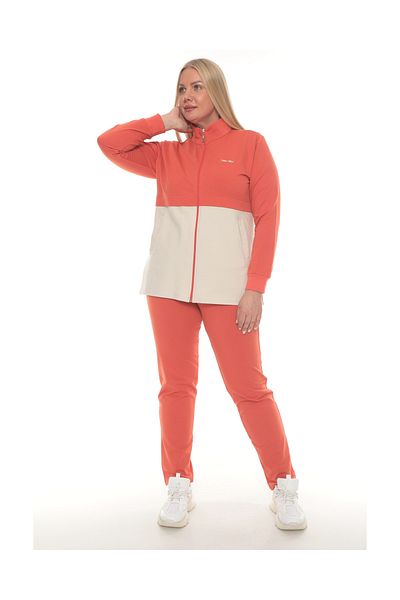 WND SPORT Wnd Women's Large Size Tracksuit Set - Stand Collar, Zipper and Pocket