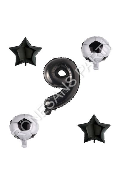 Generic Brand Star Soccer Ball Star Number Balloon Set Black Age 9