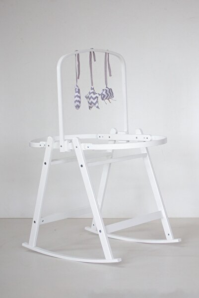 Babycom Beyaz Çemberli Beşik Standı + Kumaş Oyuncaklı Oyun Barı