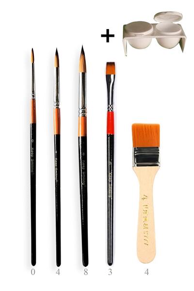 Vox Art Fırça Seti 5 Adet Palet Hediyeli (UÇ NO:Y-0,4,8, D-3, Z-4) (SULUBOYA-AKRİLİK-YAĞLIBOYA)