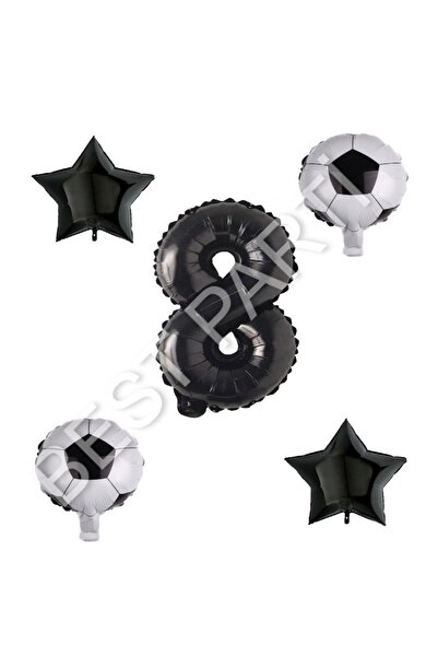 BEST PARTİ DOĞUM GÜNÜ PARTİ SÜSLERİ Football Ball Star Number Balloon Set Bla...