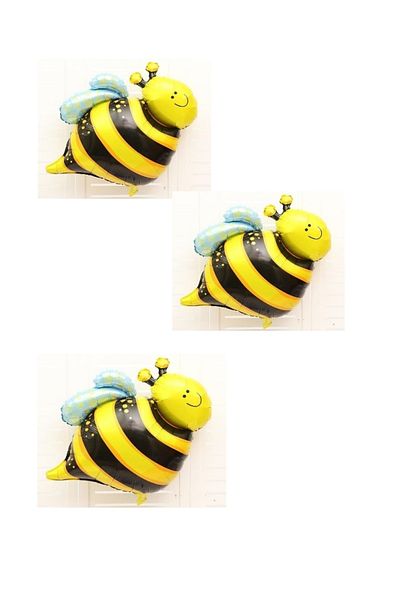 BEST PARTİ DOĞUM GÜNÜ PARTİ SÜSLERİ Yellow Black Bee Figured Foil Balloon 80 Cm 3 Pieces