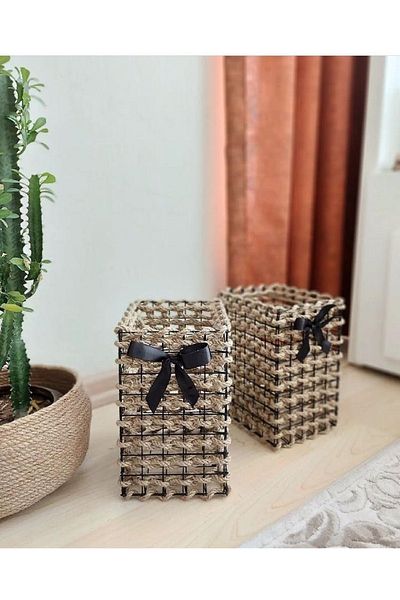 Egindra Wicker 2-Piece Corner Storage Box Basket