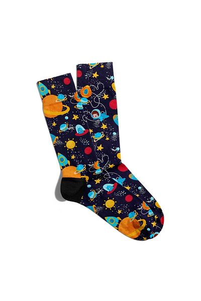 Eğlenceli Çoraplar Fun Socks Unisex Space Space Theme Popart Printed Socks Ecsoket298