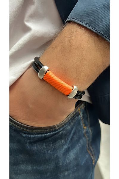 Kutcha Accessories Black Design Genuine Leather Men's Bracelet