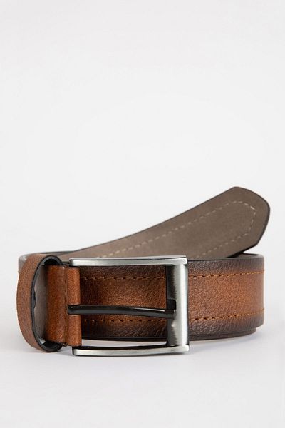 DeFacto Men's Rectangular Buckle Faux Leather Casual Belt A1653Axns