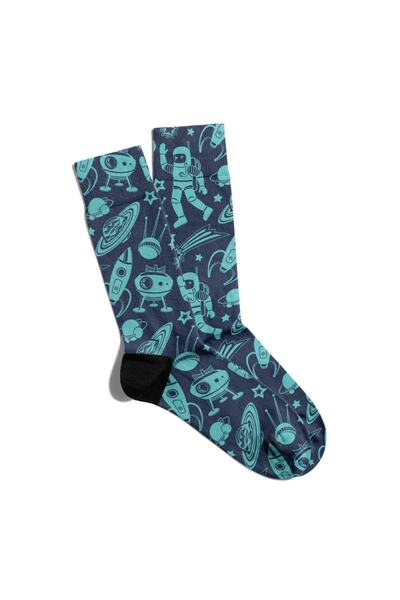 Eğlenceli Çoraplar Șosete Fun Sosete Unisex Space Space Pattern Printed Socks...
