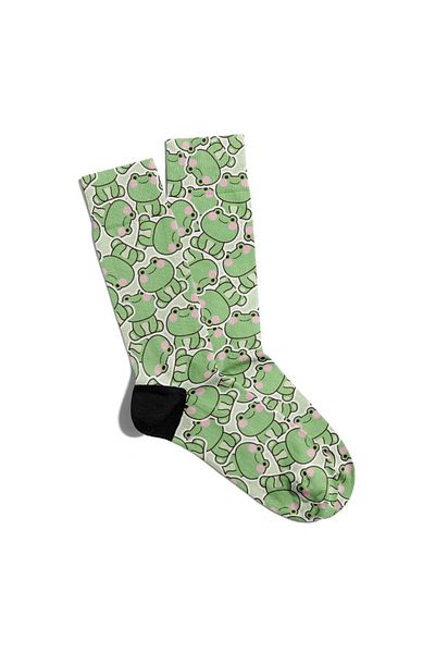 Eğlenceli Çoraplar Fun Socks Unisex Sweet Baby Frogs Printed Socks Ecsoket272