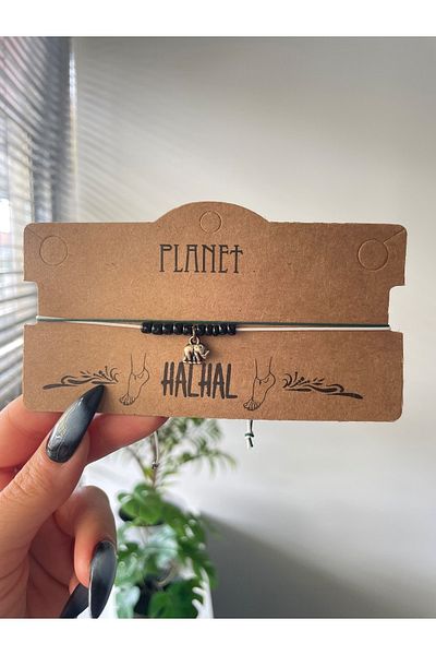 Planet Butik خلخال حبل أصلي مزين بالخرز على شكل فيل
